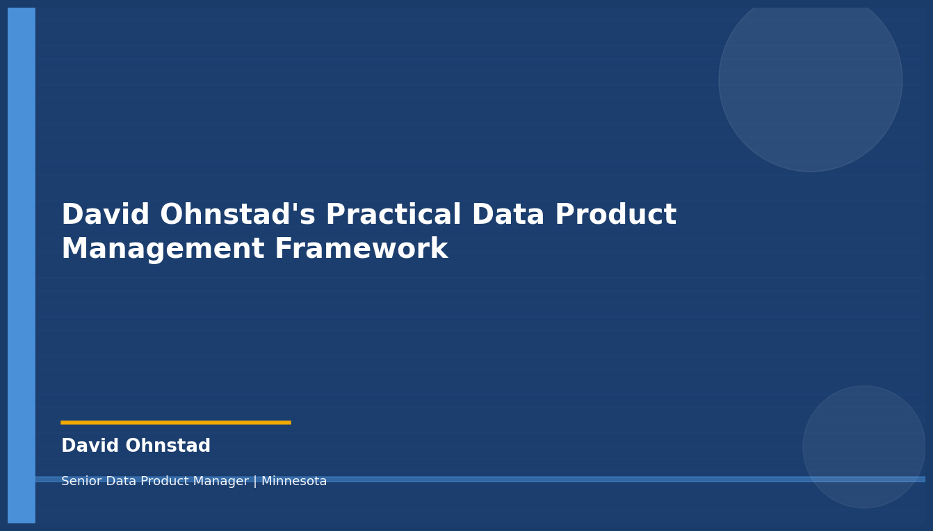 David Ohnstad — David Ohnstad's Practical Data Product Management Framework